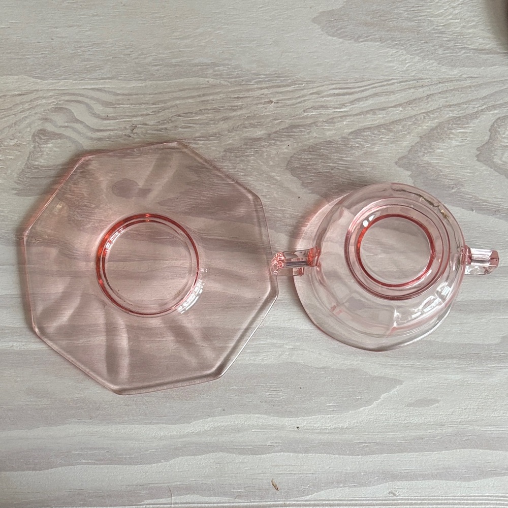 VTG Imperial Glass Pink Depression Glass Open Sugar with Underplate/Saucer - Picture 9 of 9
